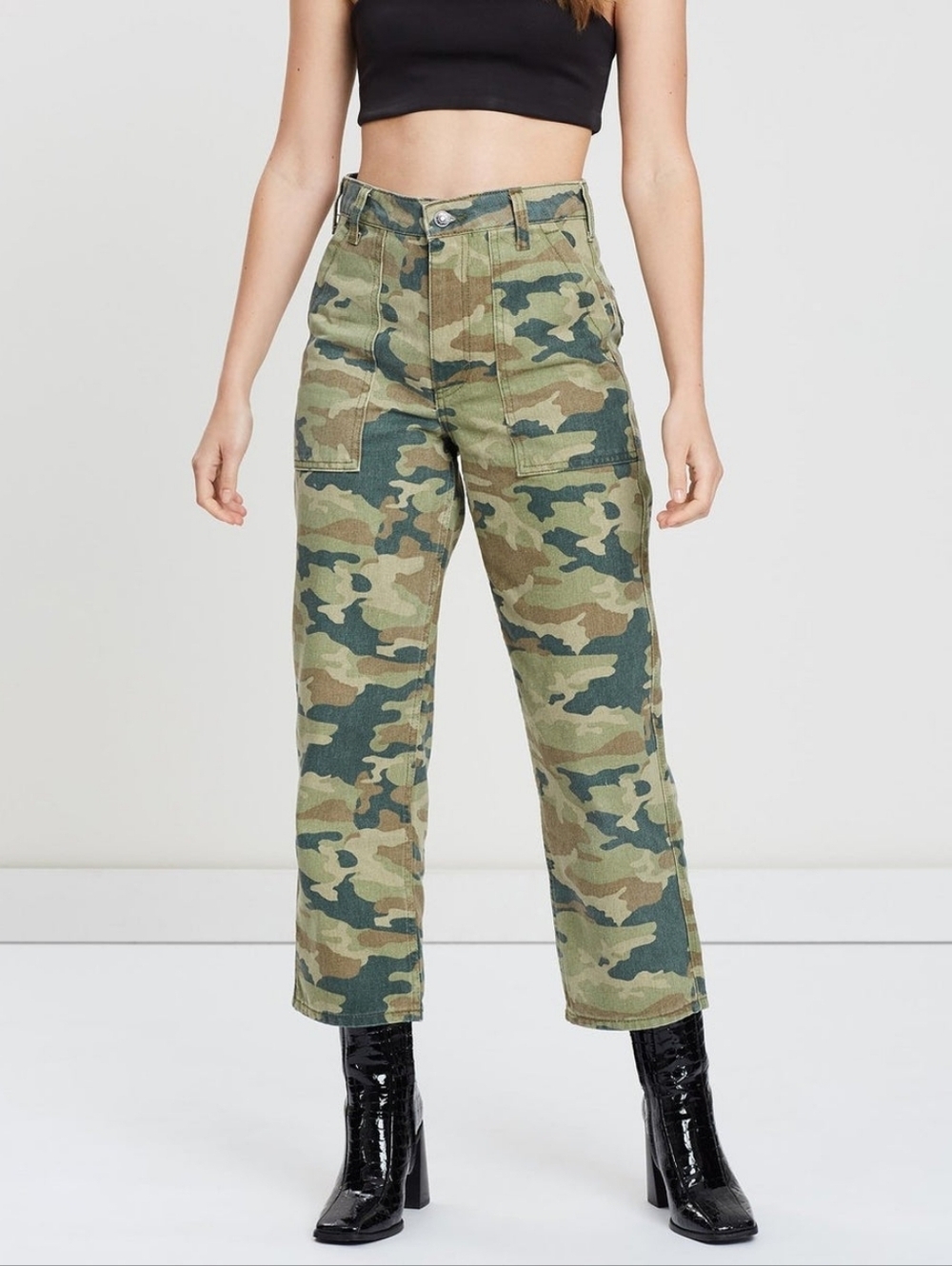 Anthropologie Free People REMY Camo Cropped Jean Pants